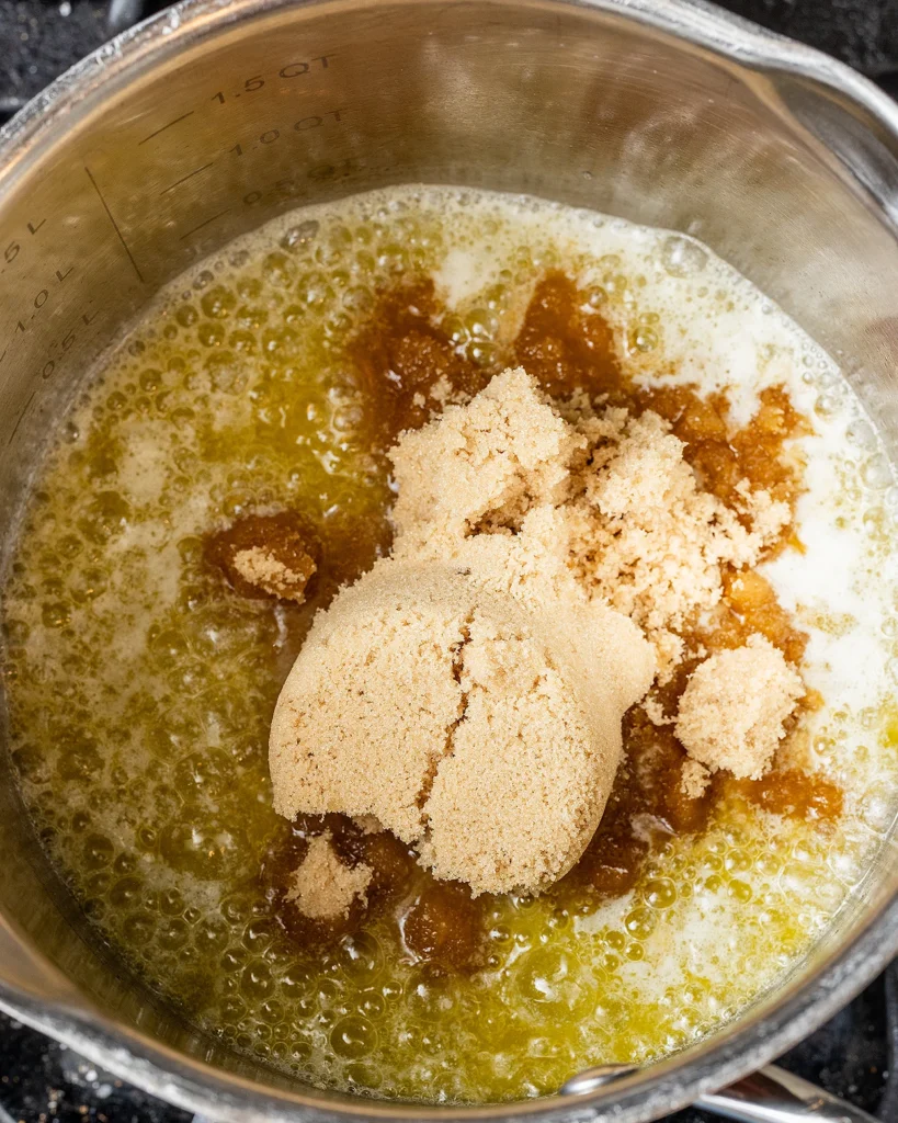 Add brown sugar to butter