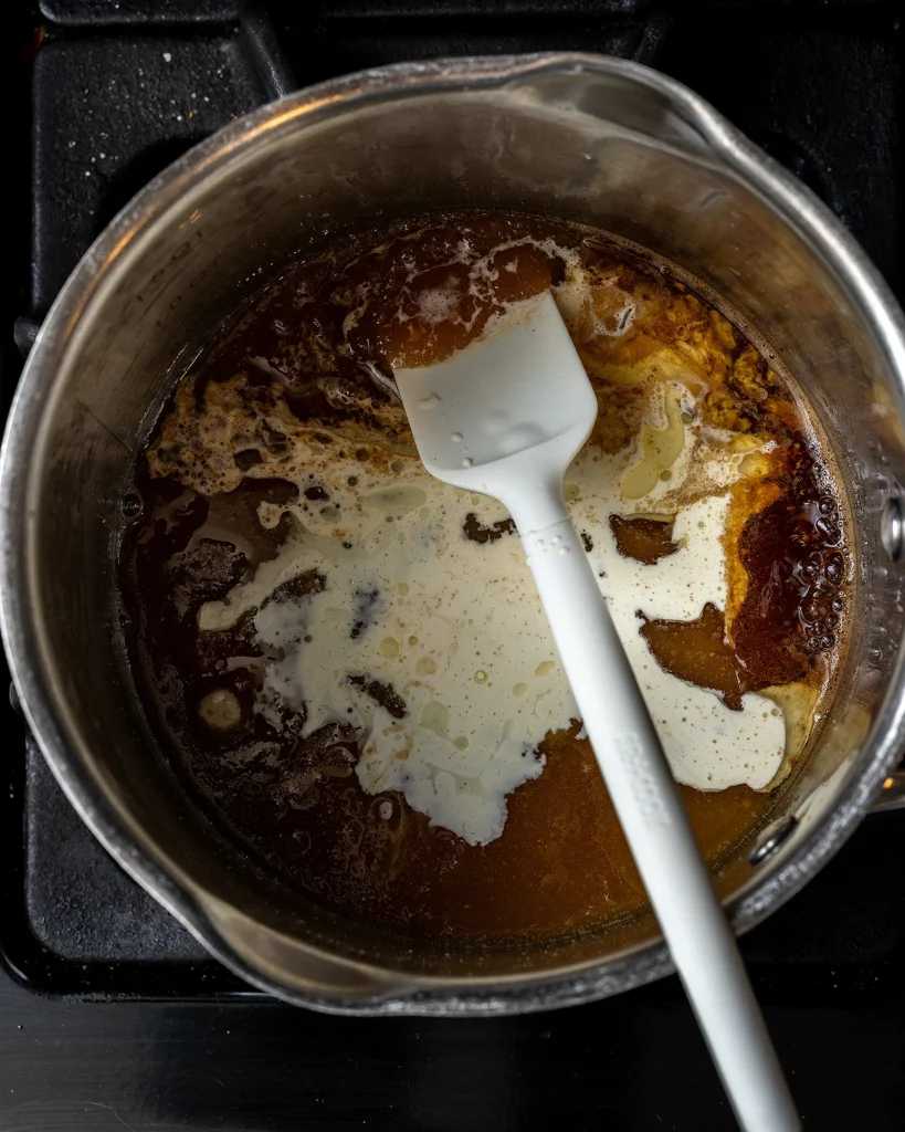 Add lavender cream to caramel