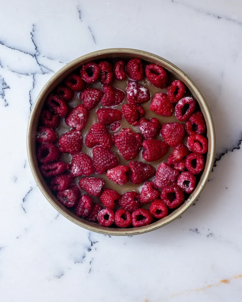 Add raspberries to caramel