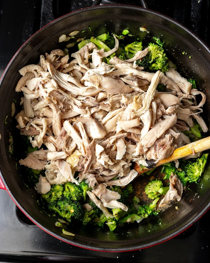 Add shredded chicken