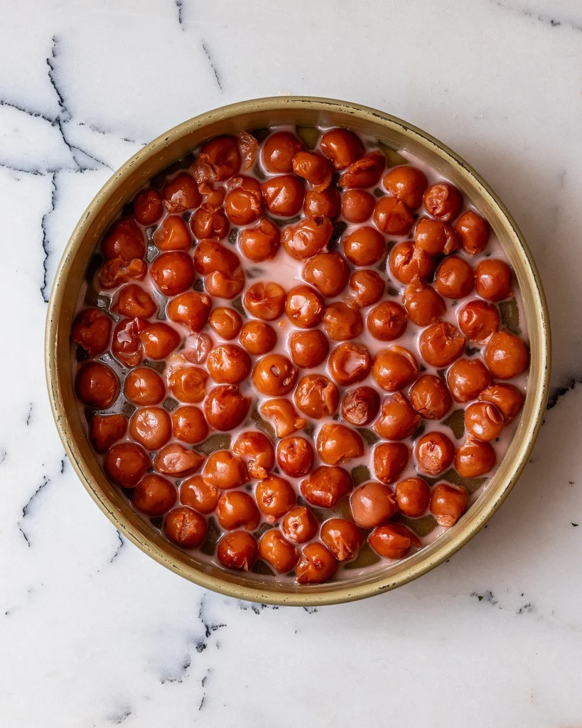 Add tart cherries to caramel