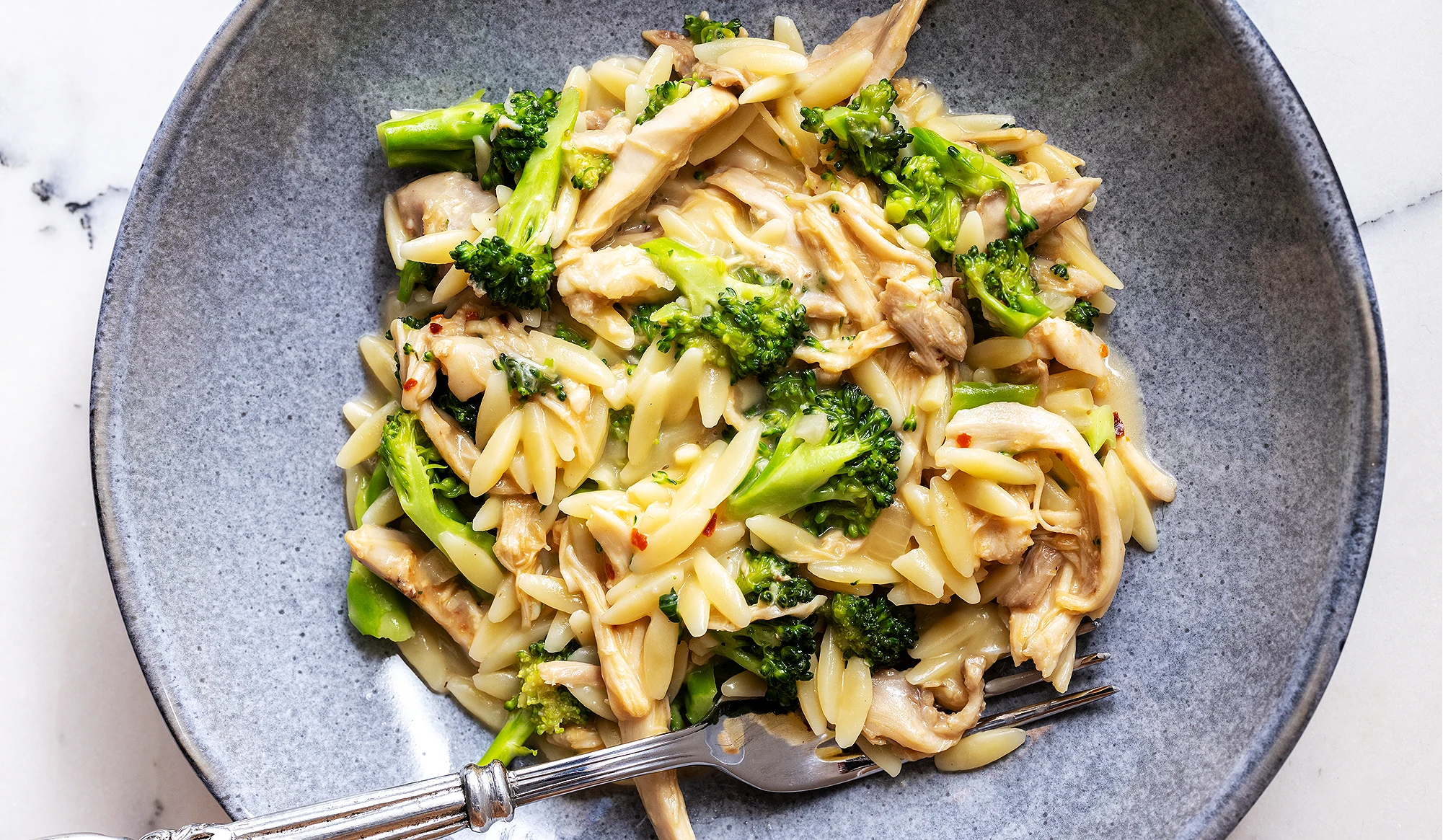 Cheddar Chicken and Broccoli Orzo