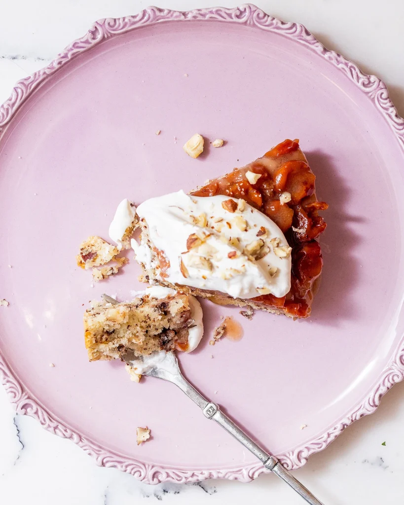 Cherry amaretto hazelnut upside-down cake
