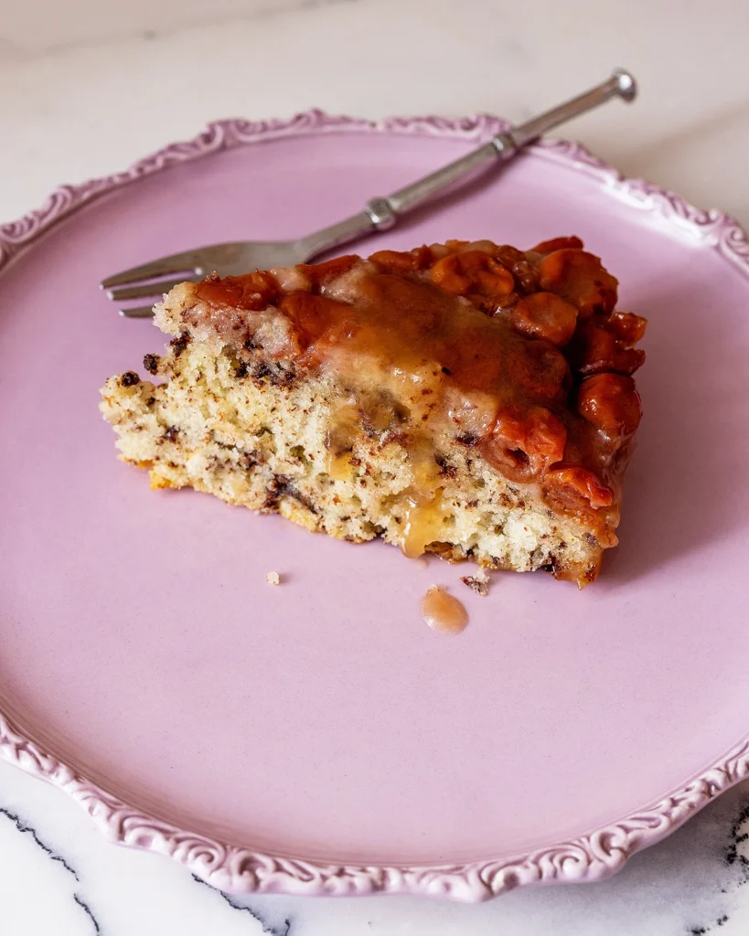 Cherry hazelnut upside down cake