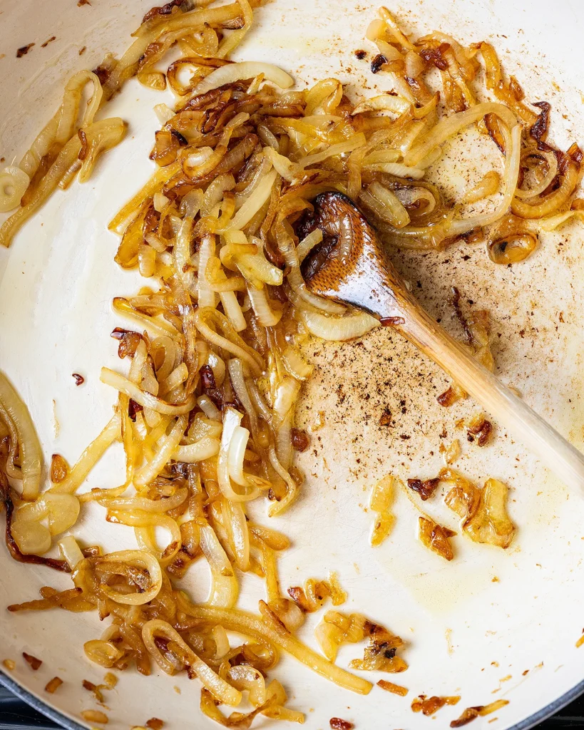 Cook onions until browned