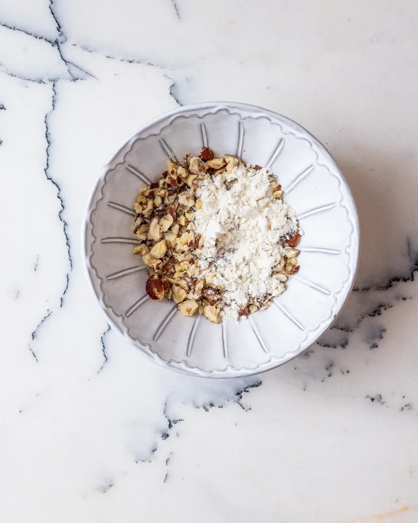 Crushed hazelnuts with flour