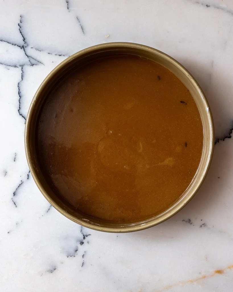 Lavender caramel in pan