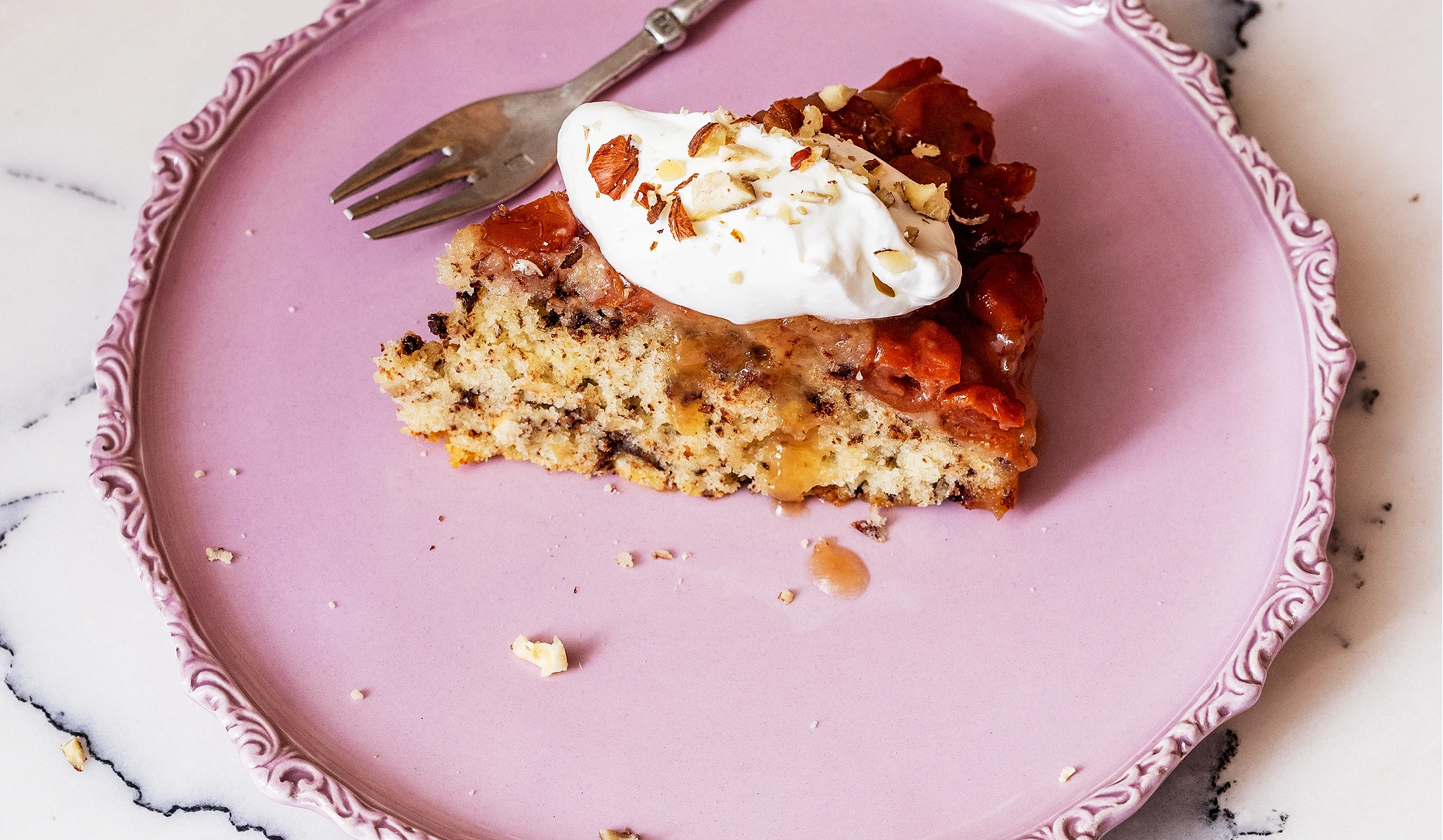 Tart Cherry Amaretto Hazelnut Upside-Down Cake