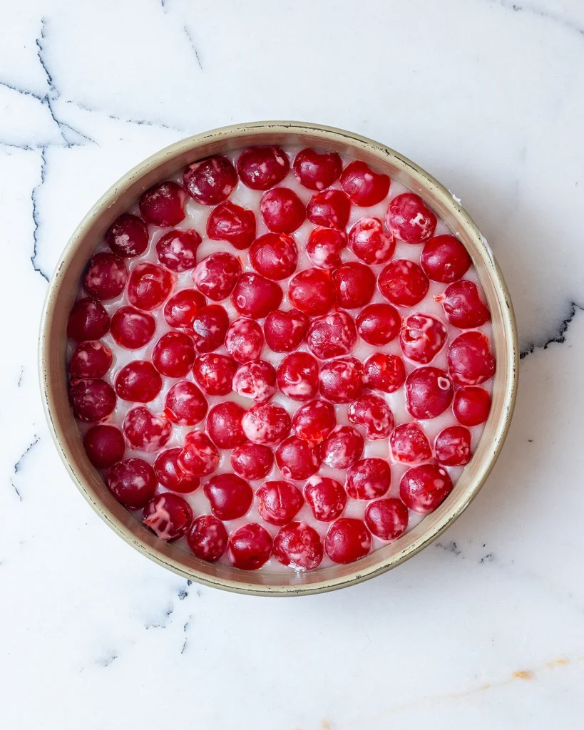 Add cherries to caramel