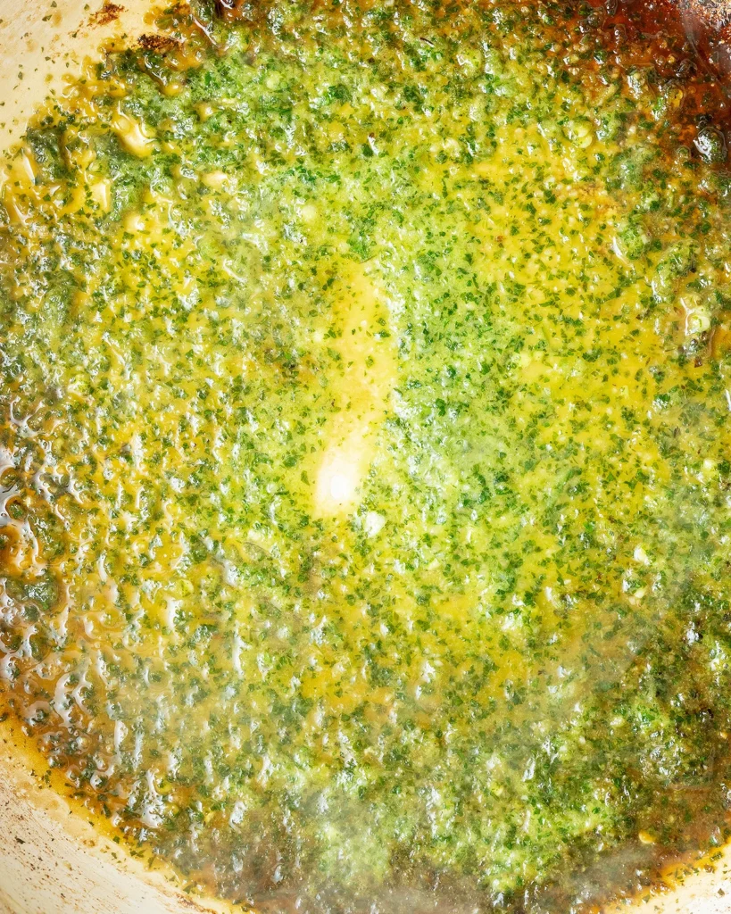 Add lime cilantro sauce to skillet