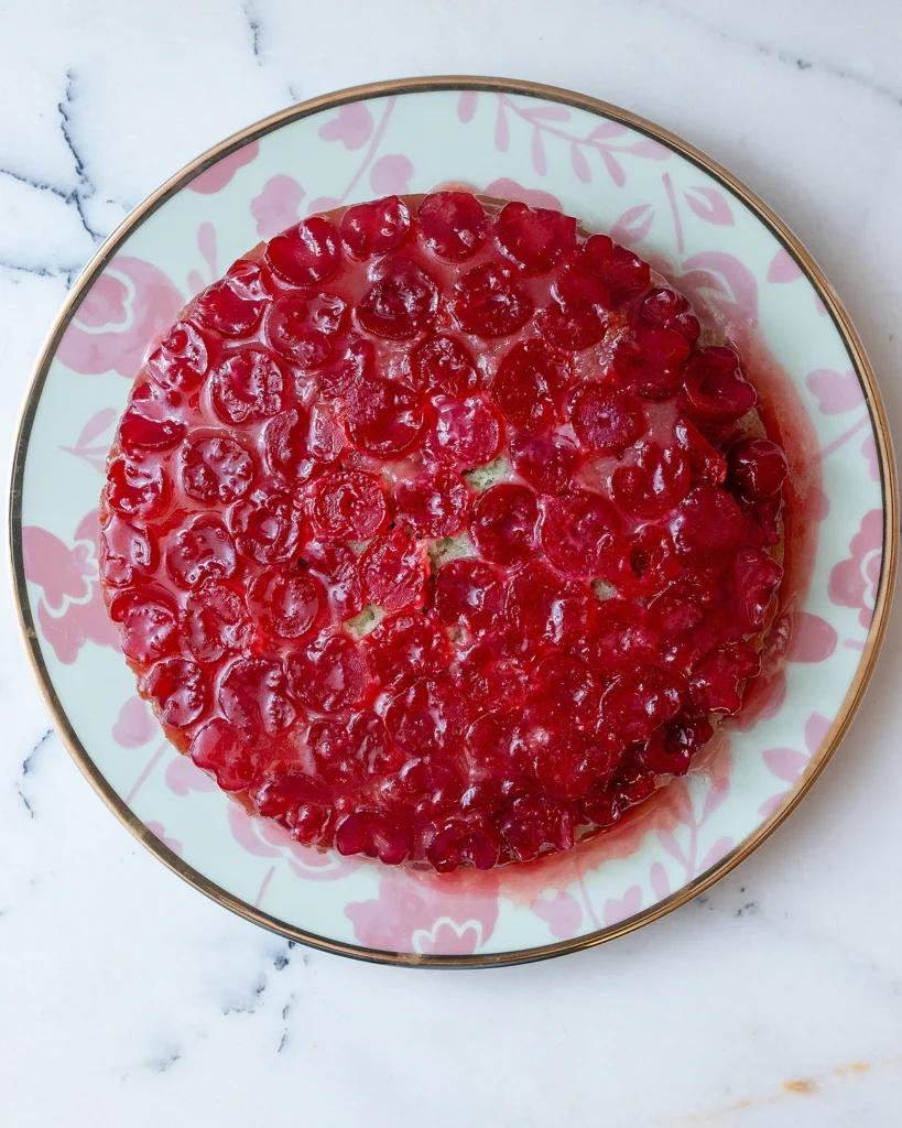 Cherries layer Shamrock Shake Upside Down Cake