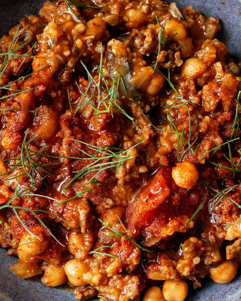 Harissa beef and rice with fennel