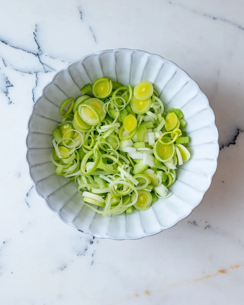 Leeks onion and celery for chicken soup