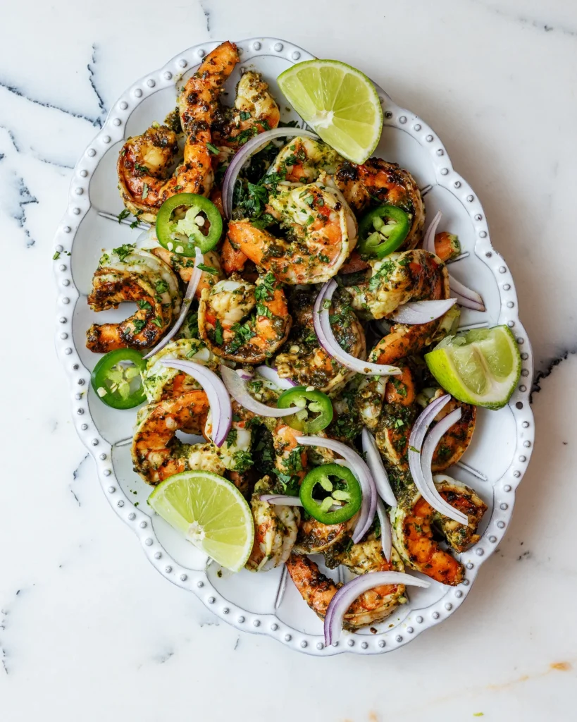 Lime shrimp with cilantro and cotija cheese