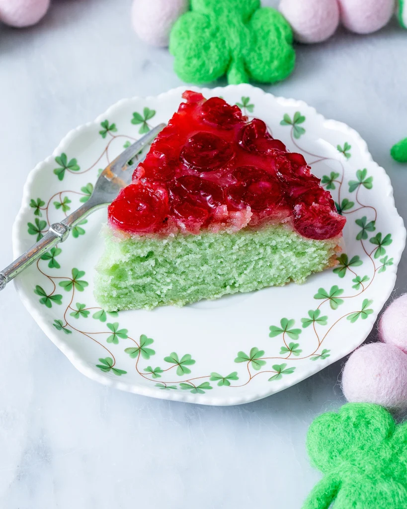 Shamrock Shake Cake with Cherries