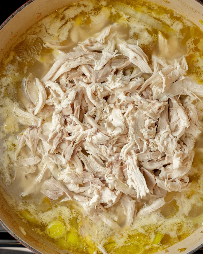 Add shredded chicken