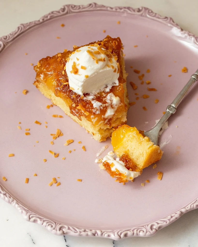 Best coconut mango upside-down cake