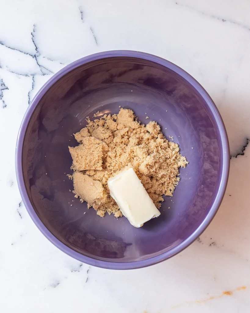 Butter and brown sugar for cake batter