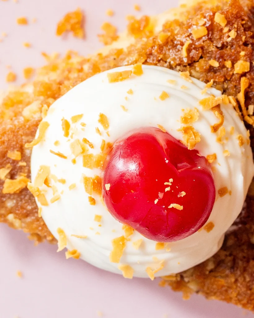 Cherry on pineapple cake