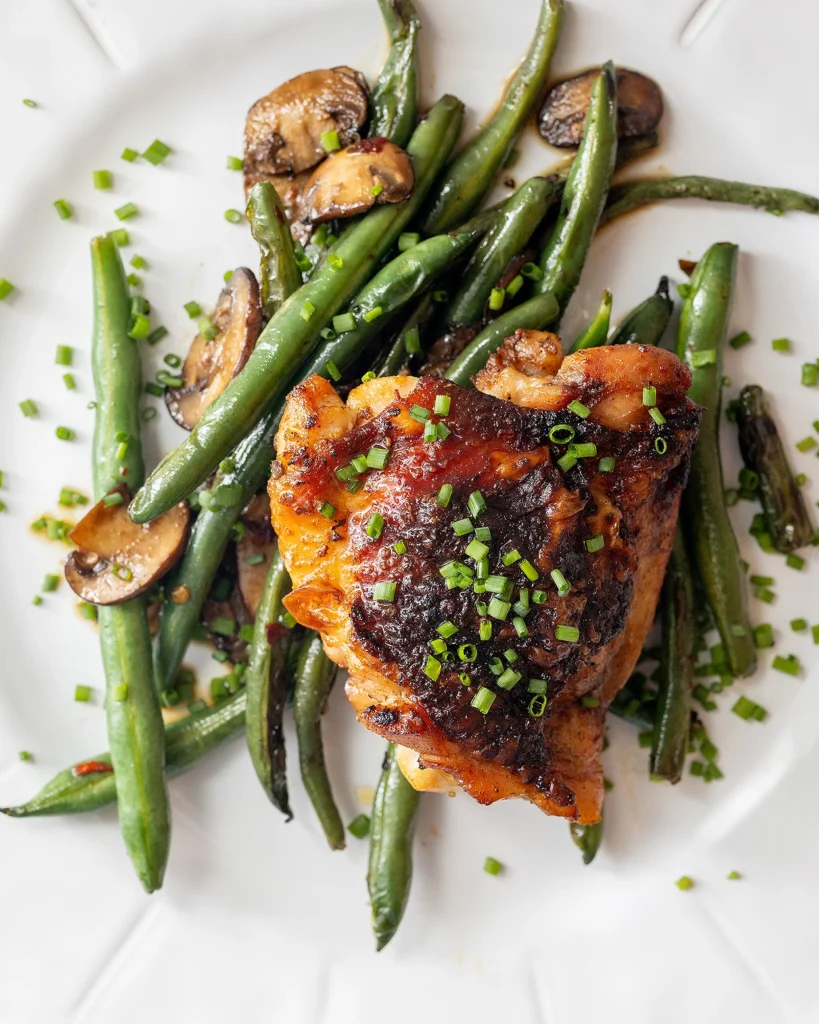 Chicken with mushrooms and green beans