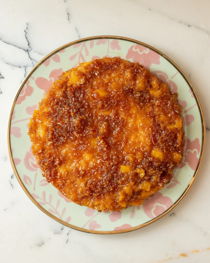 Coconut caramel mango cake