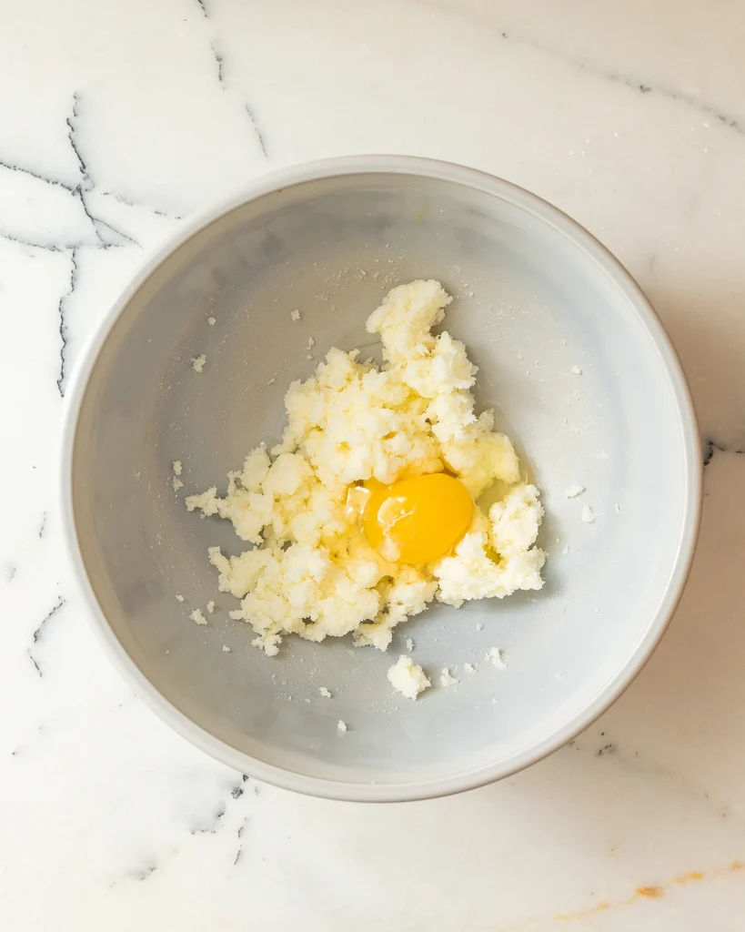 Cream egg and butter and sugar