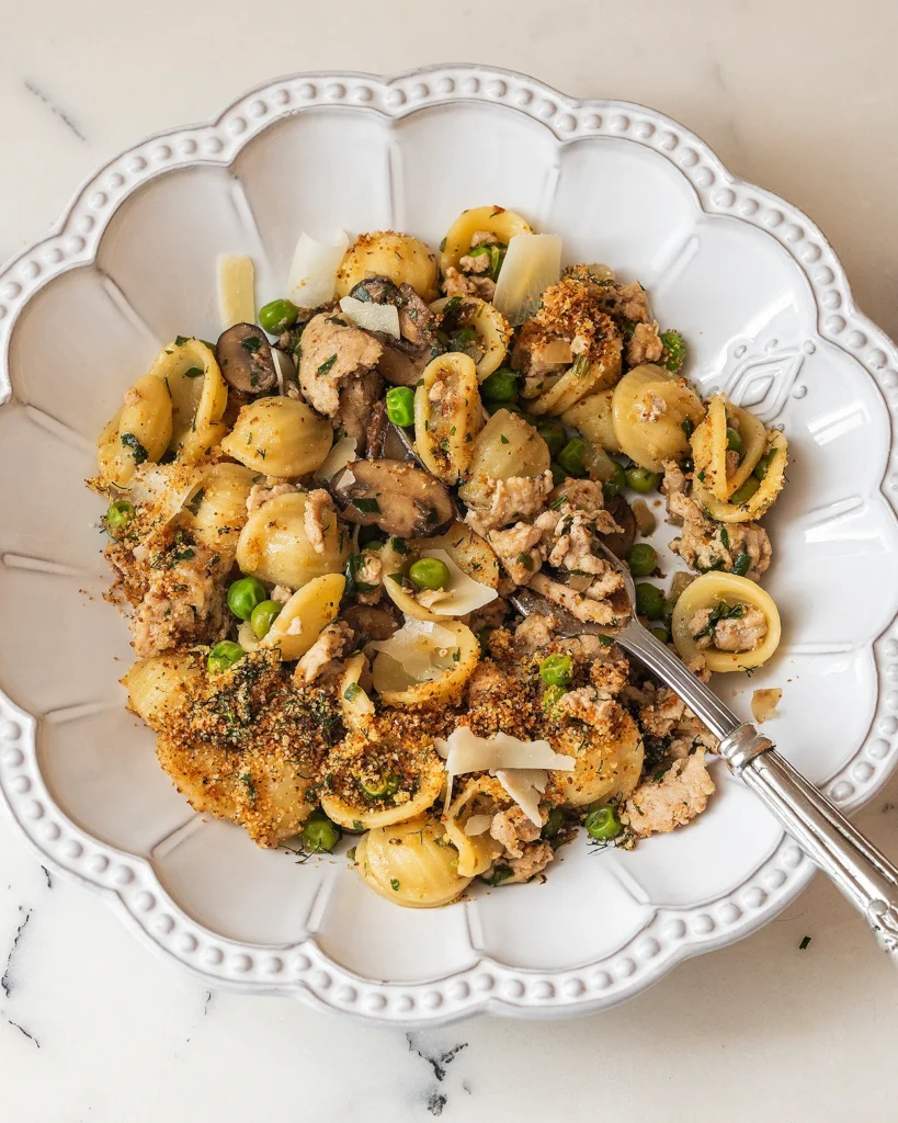 Lemon dill mushroom chicken orechiette