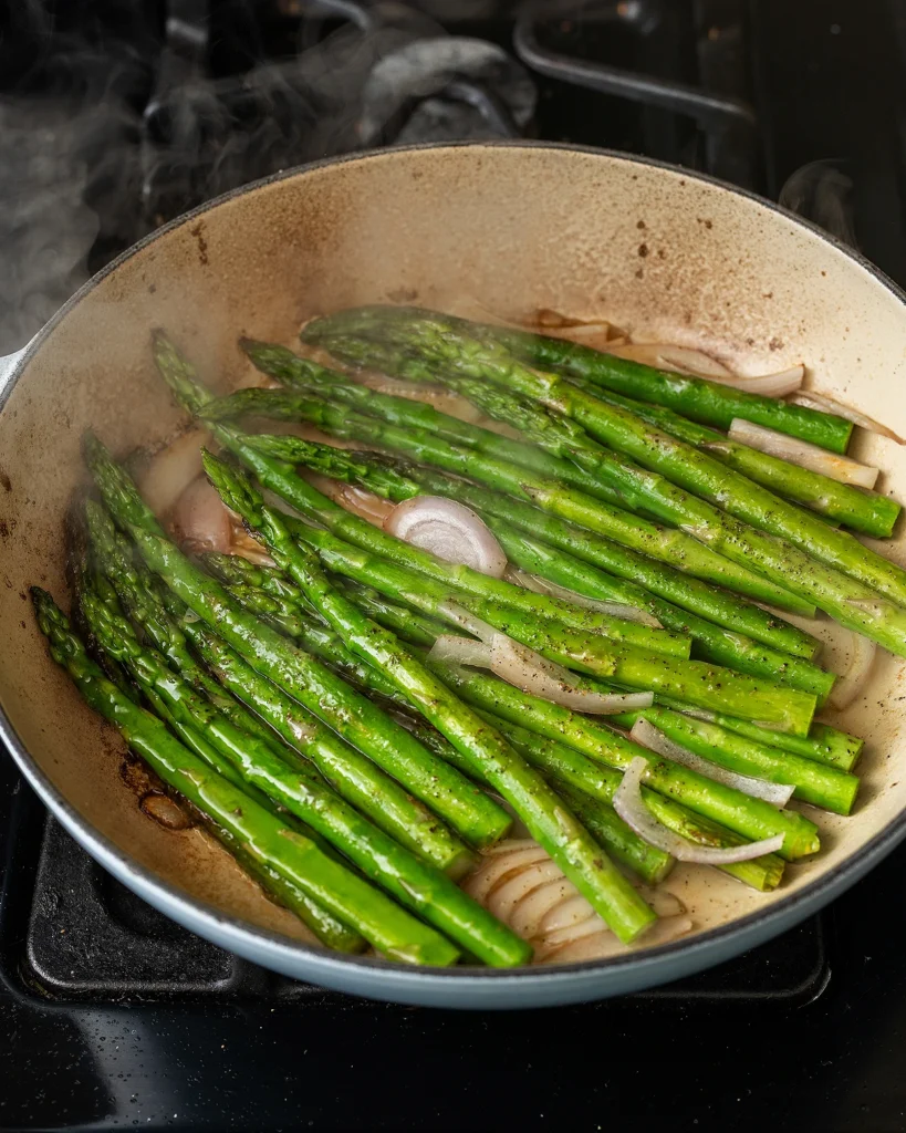 Lightly charred asparagus