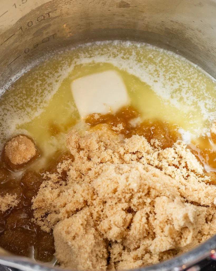 Melt butter and brown sugar