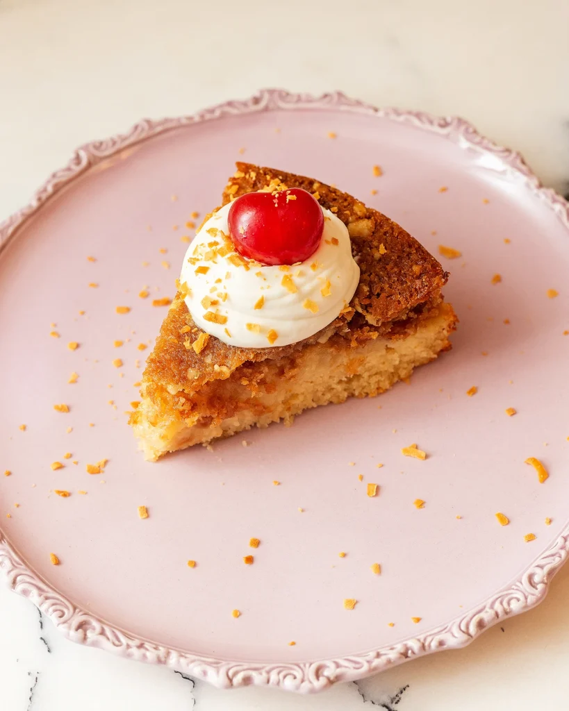 Pineapple upside down cake with whipped coconut mascarpone