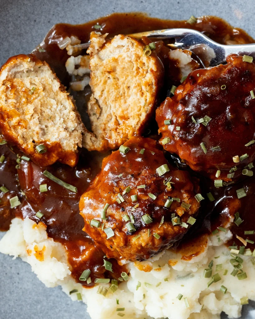 Chicken meatballs in barbecue sauce
