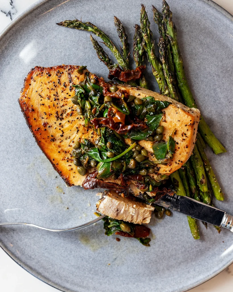 Swordfish with Lemon-Caper Spinach Dinner