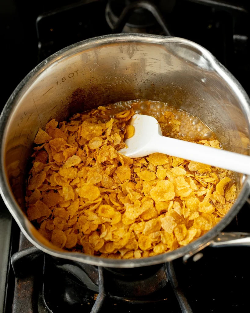 Add cream to caramel