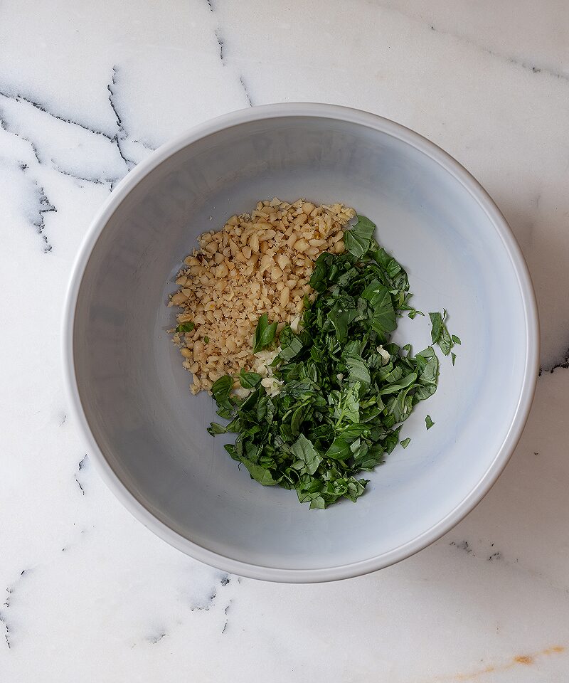 Basil and pine nuts