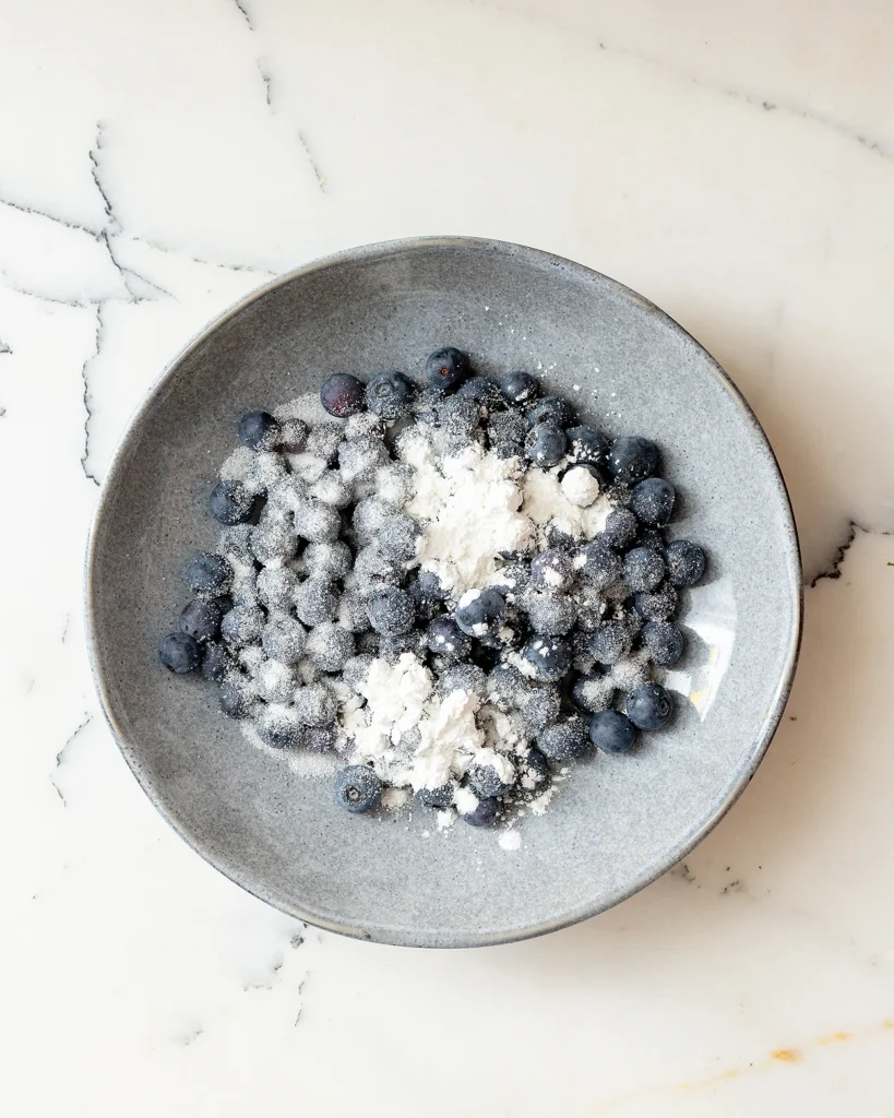 Blueberries in sugar and cornstarch
