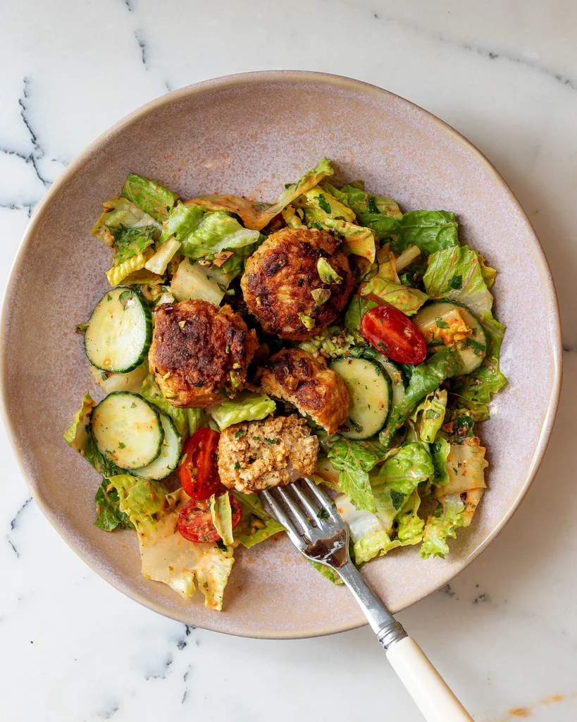 Harissa Chicken Meatball Salad Recipe