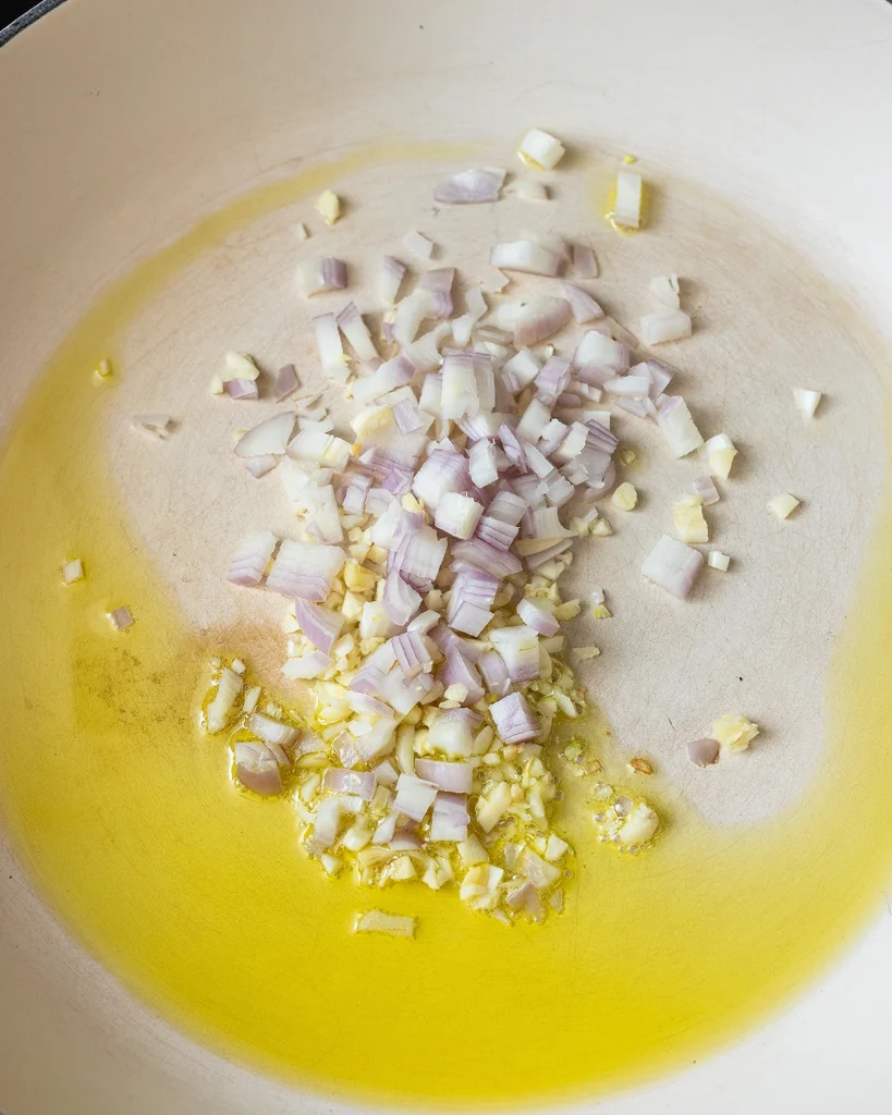 Saute shallot and garlic