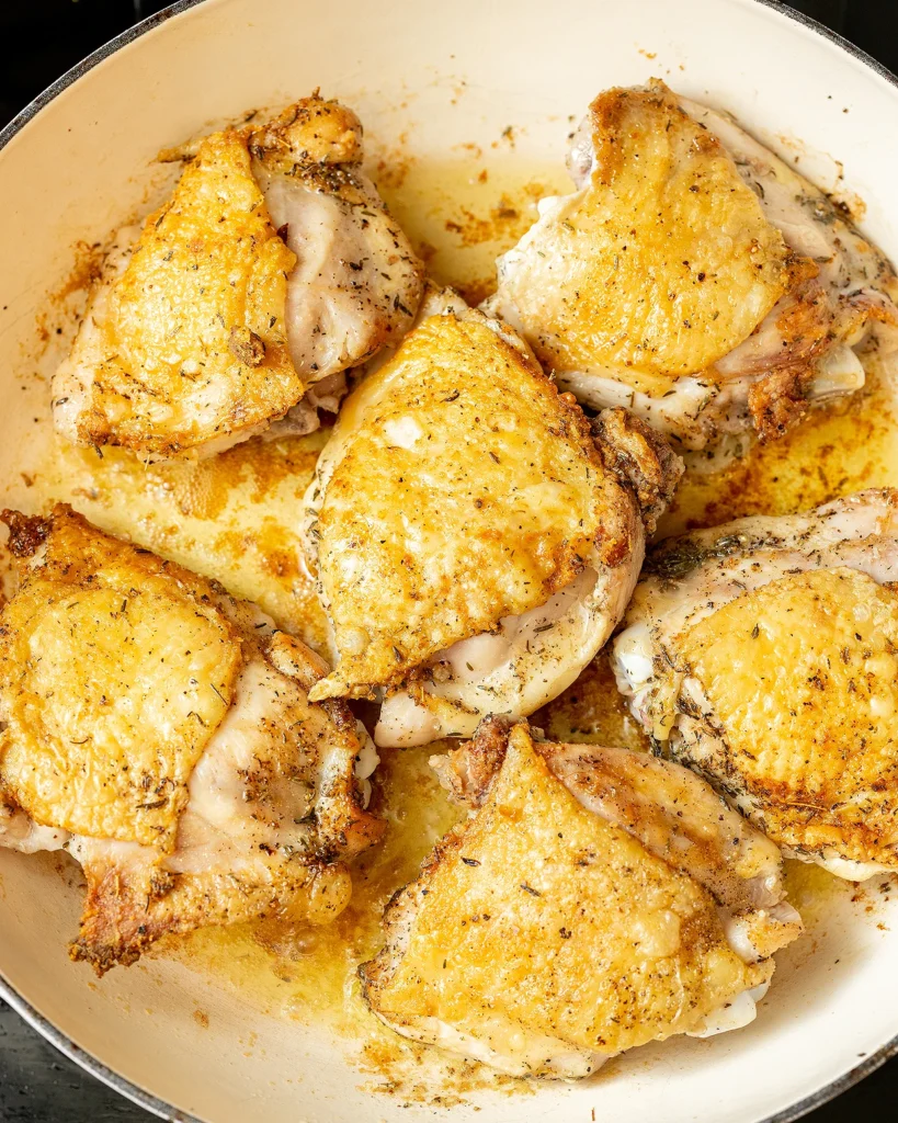 Browned chicken skin