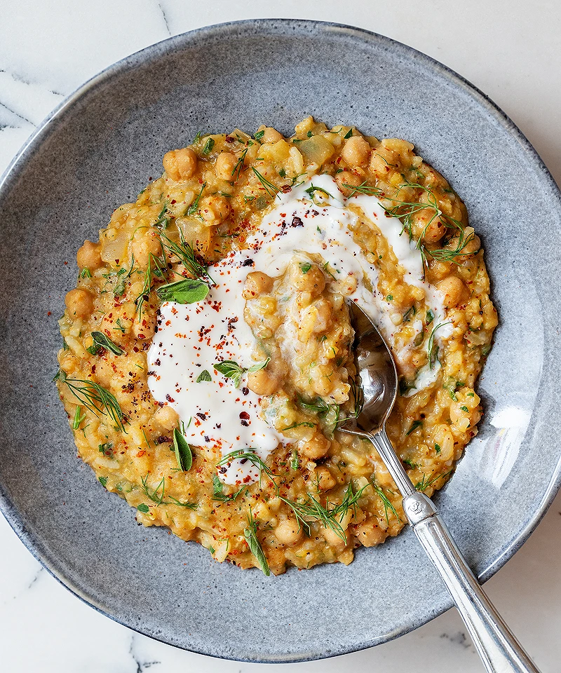 Chickpeas and red lentils with rice