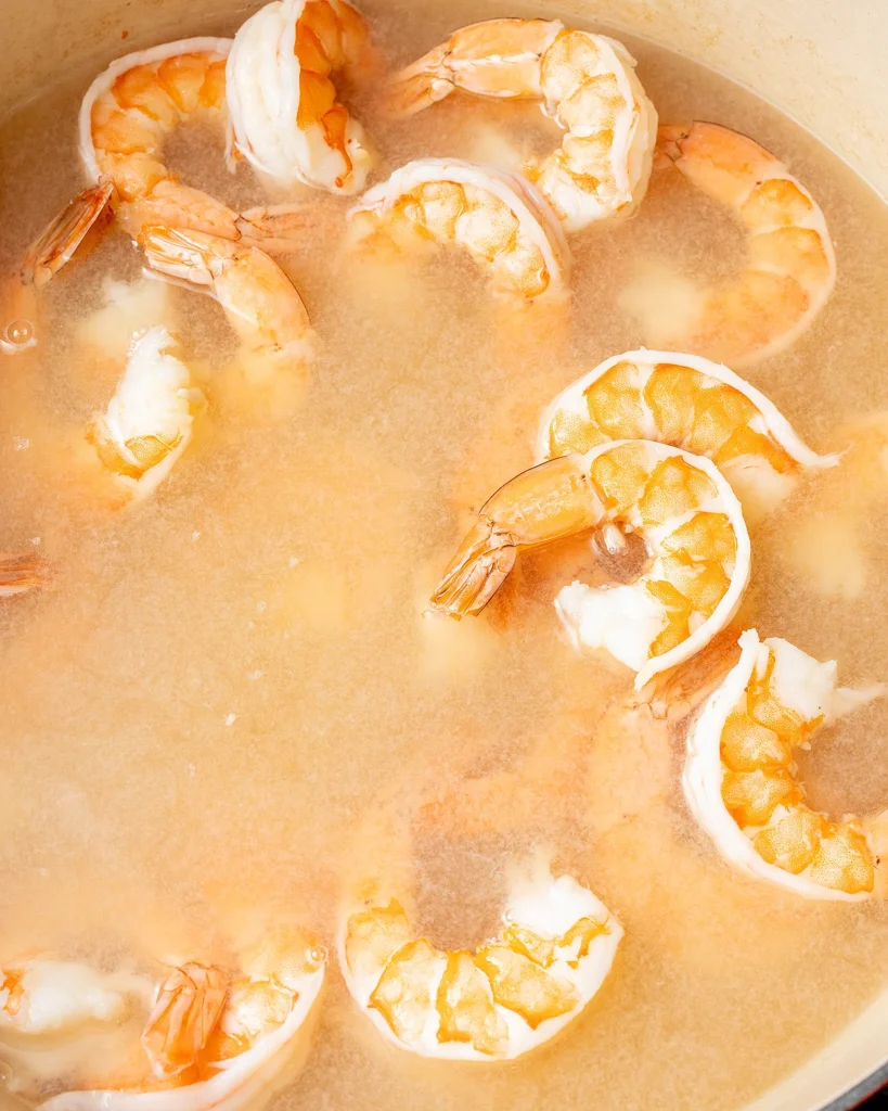 Poach shrimp