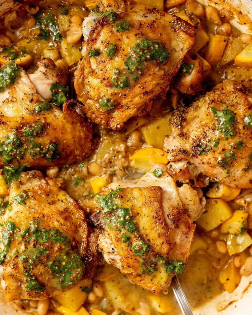 Braised Chicken with White Beans and Zucchini Recipe