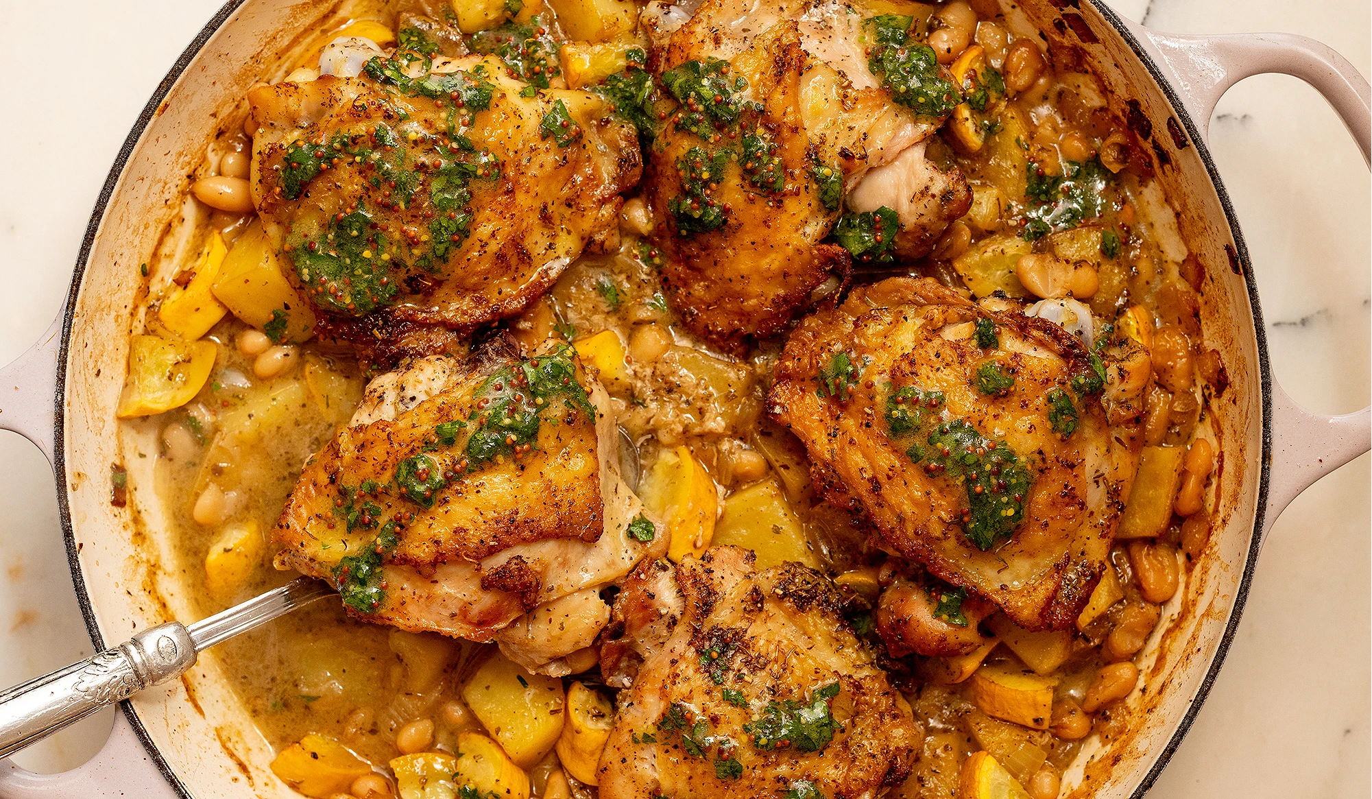 Braised Chicken with White Beans and Zucchini