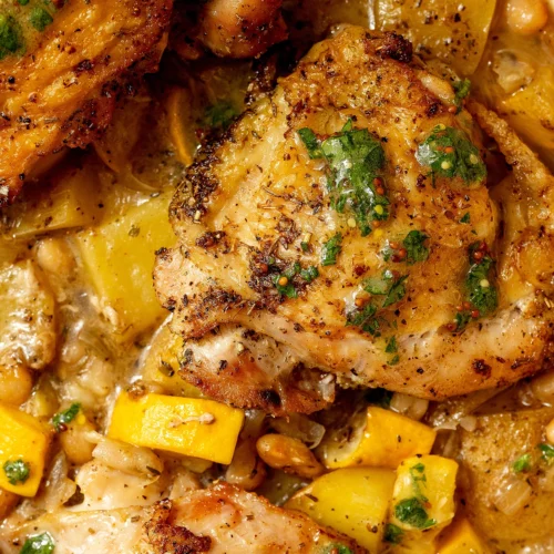 Chicken zucchini white beans