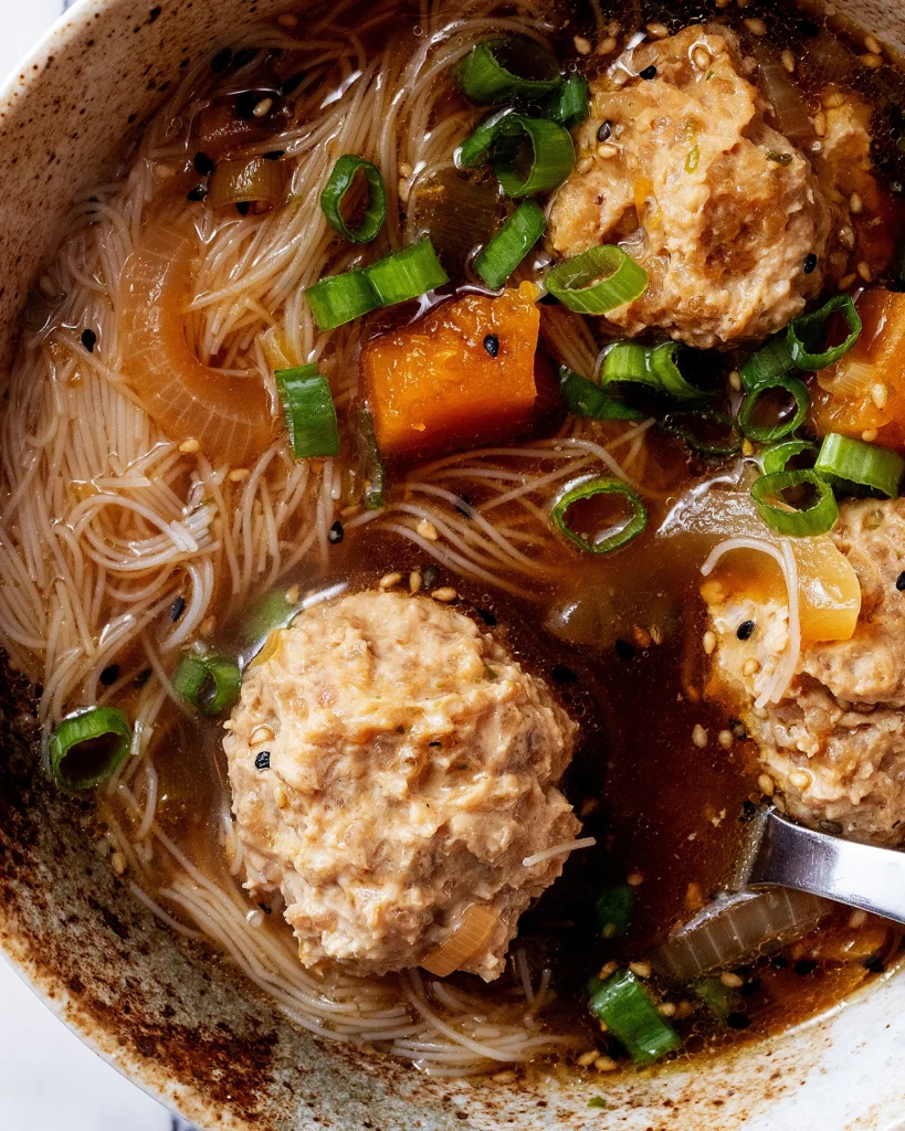 Easy Chicken Meatball and Squash Soup
