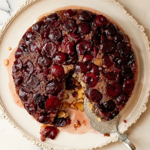 Cherry almond upside down cake