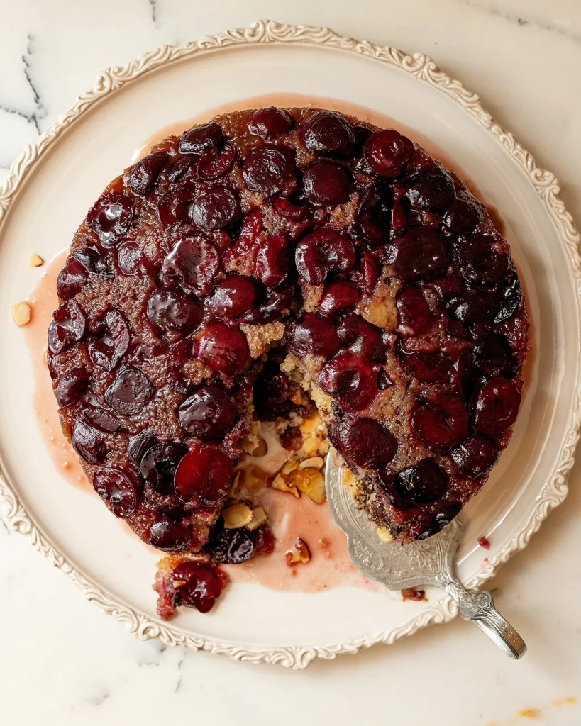 Cherry almond upside down cake