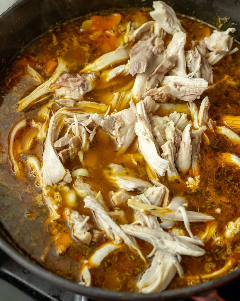 Add shredded chicken