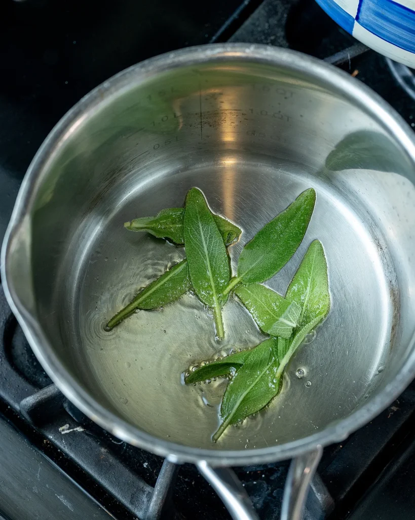 Fry sage leaves